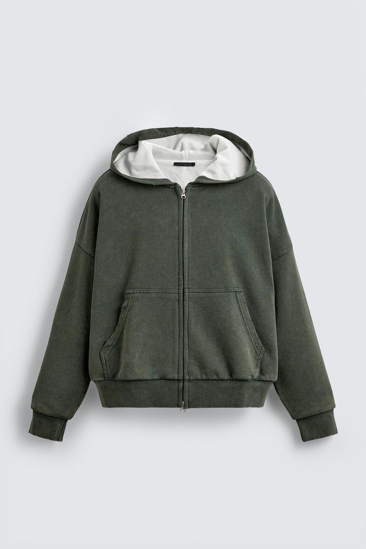 SWEATSHIRT COMBINADA EFEITO DE WAFFLE COM CAPUZ